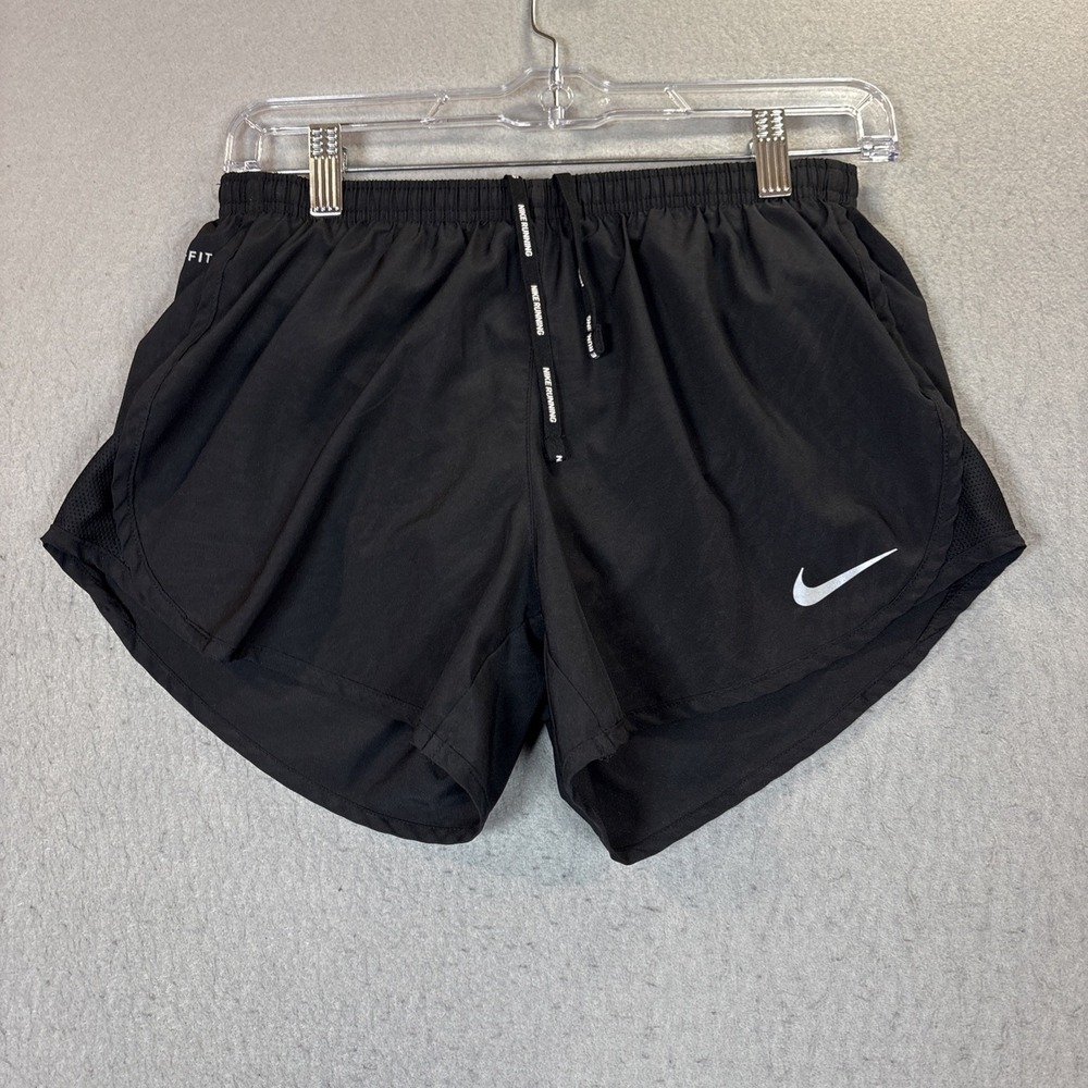 Nike Dri-FIT Women Black Nike Running Shorts Drawstring Elastic Waist Logo Small